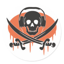 Pirate DJ Round Stickers