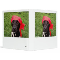 Pirate dog, black lab, red hankerchief green grass vinyl binders
