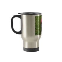 Pirate dog, black lab, red hankerchief green grass coffee mug