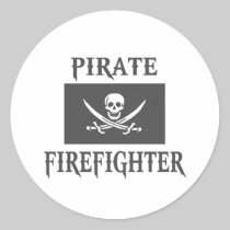 Pirate Firefighter Round Stickers