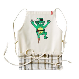 Pirate frog cartoon zazzle HEART apron
