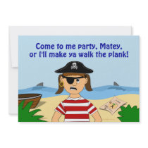 Pirate Girl Birthday Party Invitations for Kids