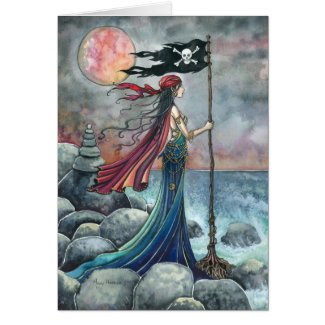 Pirate Girl Gothic Fantasy Art Greeting Card