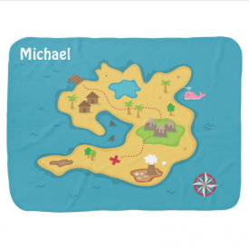 Pirate Island Adventure Treasure Map For Baby Boys Receiving Blankets