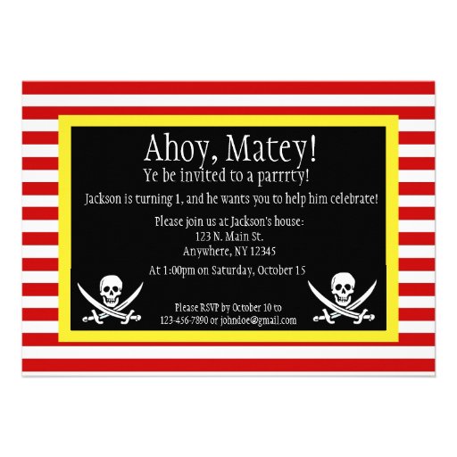 Pirate Jolly Roger Birthday Invitation