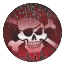 Pirate Jolly Roger Fade to Black Round Stickers by MzLisaMichelle Pirate Jolly Roger Fade to Black Round Stickers