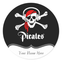 Pirate Jolly Roger Round Sticker