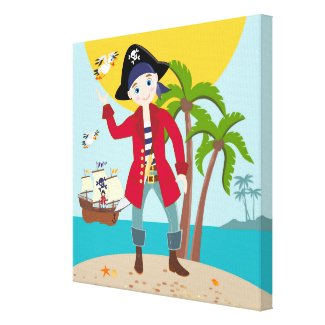 Pirate kid birthday party canvas print