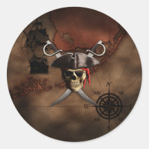 Pirate Map Round Sticker
