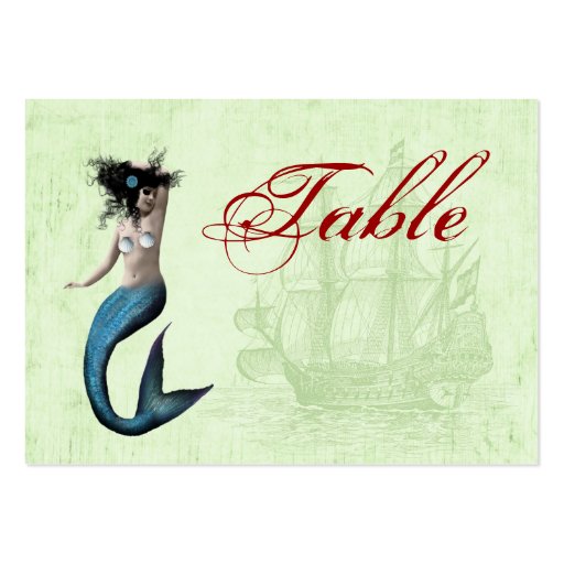 Pirate Mermaid Table Number Cards Business Card Template (front side)