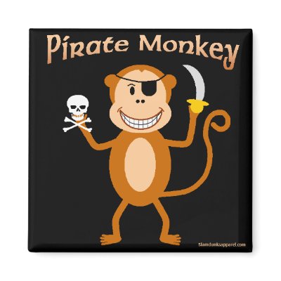 Pirate Monkey magnet by slamdunksapparel