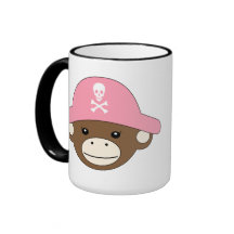 Pirate Monkey Pink Coffee Mug