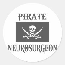 Pirate Neurosurgeon Round Stickers