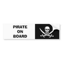 PIRATE ON BOARD SKULL & CROSSBONES STICKER bumper stickers