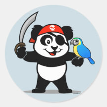 Pirate Panda Round Stickers