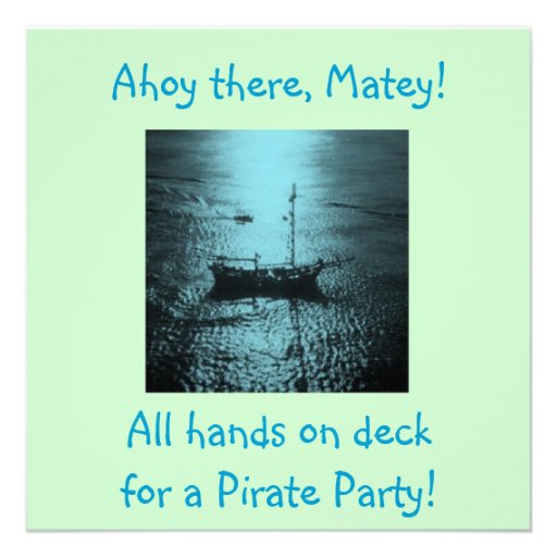 Pirate Party Invitations blue