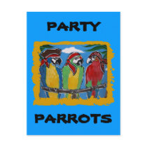 Pirate Party  Parrots postcards