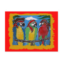 Pirate Party  Parrots postcards