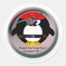 Pirate Penguin Round Sticker