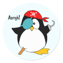Pirate Penguin Round Sticker