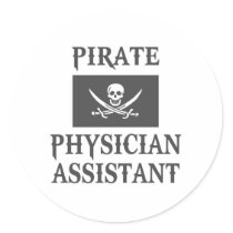 Pirate Physician Assistant Round Stickers