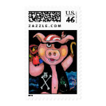Pirate Pig & His Parrot Postage Stamp