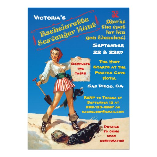 Pirate Pin Up Bachelorette Scavenger Hunt Invites