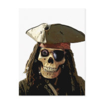 Pirate Posterized skull face postcards