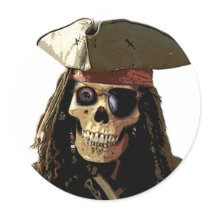 Pirate Posterized skull face stickers