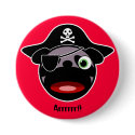 Pirate Pug Button by Swazzle Pirate Pug Button