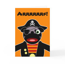 Pirate Pug Halloween Card by Swazzle Pirate Pug Halloween Card
