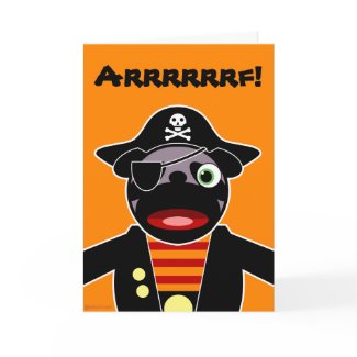 Pirate Pug Halloween Card card