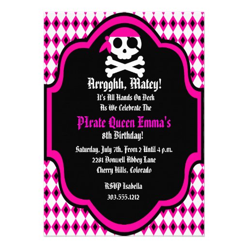 Pirate Queen Birthday Party Invitation