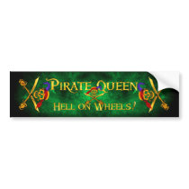 Pirate Queen Hell Bumpersticker Green