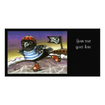 Pirate raven ice skating customized photo card