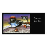Pirate raven ice skating customized photo card