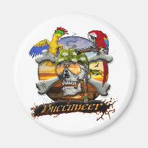 Pirate Scull and Parrots Magnets