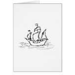 Pirate Ship. Black and White. Greeting Card