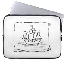 Pirate Ship. Black and White. Laptop Sleeves
