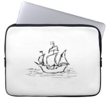 Pirate Ship. Black and White. Laptop Sleeves