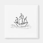 Pirate Ship. Black and White. Refrigerator Magnet