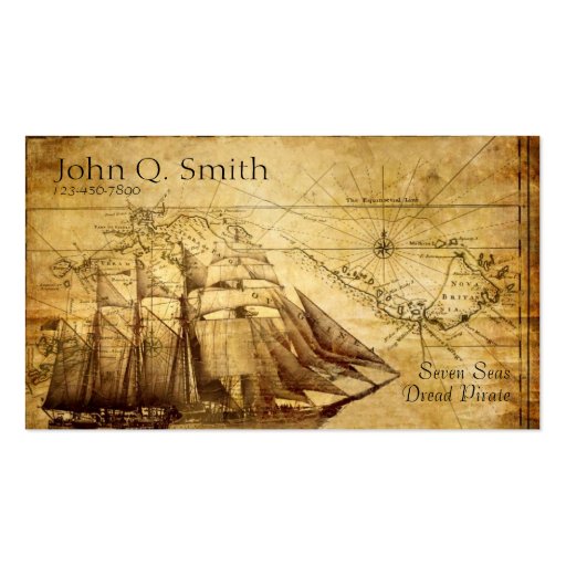 pirate ship business cards (front side)
