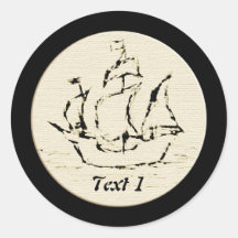 Pirate Ship Galleon. Old ship in cream and black. Sticker