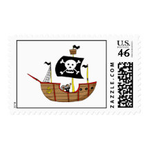 Pirate ship postage stamp