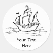 Pirate Ship. Round Sticker