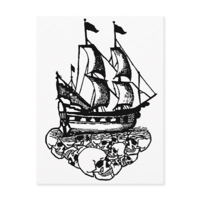 Pirate ship Sailing a sea of skulls! Post Card by boxersnigs