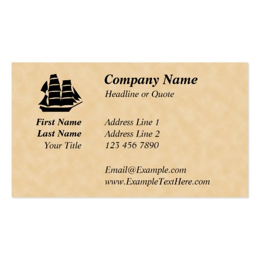 Pirate Ship. Sailing Ship. Business Cards (front side)