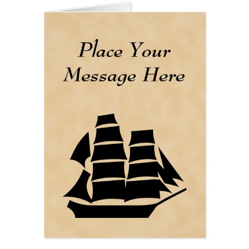 Pirate Ship. Sailing Ship. Greeting Card