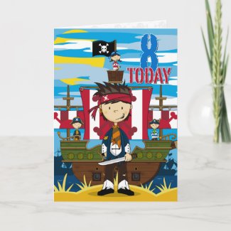 Pirate Ship Scene 8th Birthday Card card