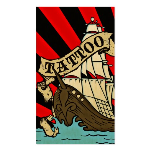 pirate ship tattoo business card template (front side)